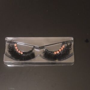 Elegant Black False Eyelashes with Pink Accents